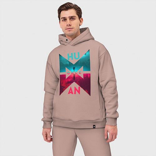 Мужской костюм оверсайз Once human logotype / Пыльно-розовый – фото 3