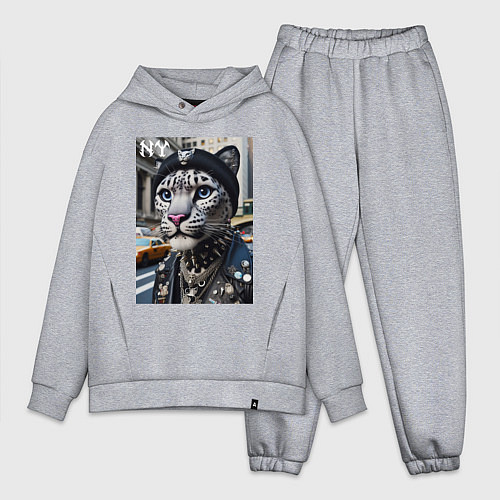 Мужской костюм оверсайз Леопард панк из Нью-Йорка - нейросеть / Меланж – фото 1