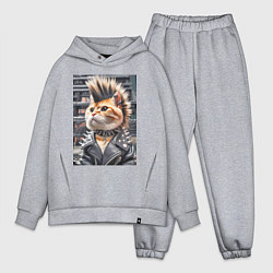 Мужской костюм оверсайз Прикольный котик панк - нейросеть