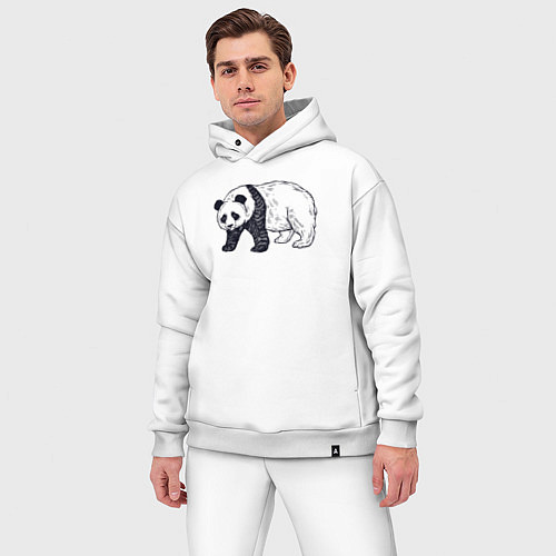 Мужской костюм оверсайз Панда медведь / Белый – фото 3