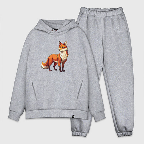 Мужской костюм оверсайз Внимательная лиса / Меланж – фото 1