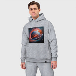 Мужской костюм оверсайз Огненная планета, цвет: меланж — фото 2