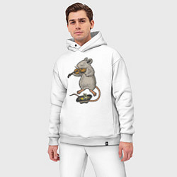 Мужской костюм оверсайз Мышонок скрипач, цвет: белый — фото 2