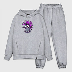 Мужской костюм оверсайз Голова голубя панка с ирокезом, цвет: меланж