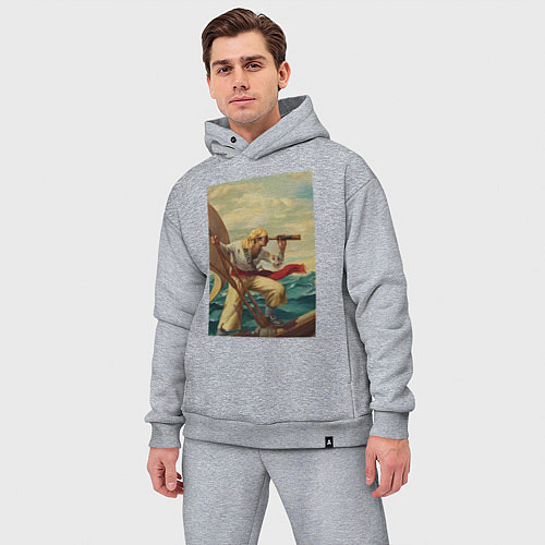 Мужской костюм оверсайз Моряк и подзорная труба / Меланж – фото 3