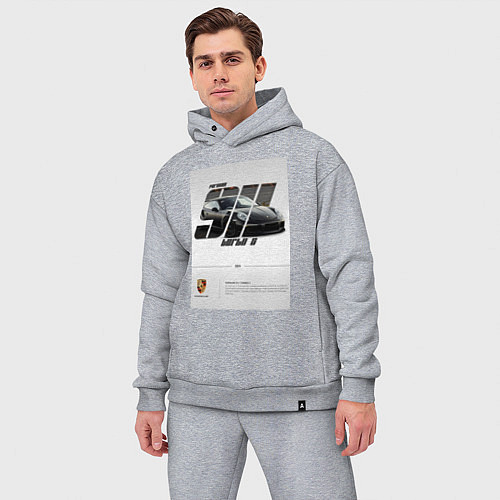 Мужской костюм оверсайз Porsche 911 стильный автомобиль / Меланж – фото 3