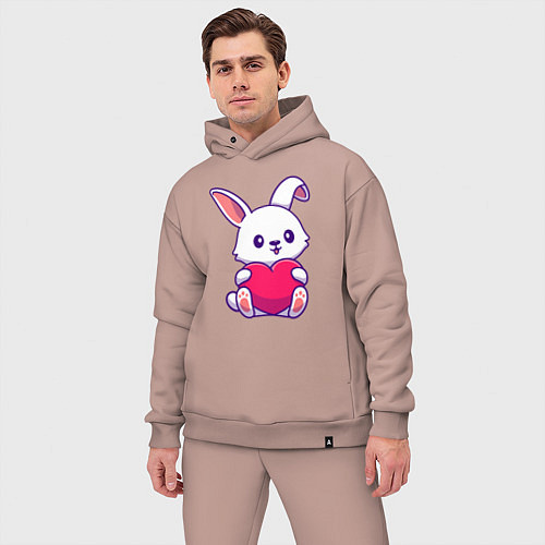 Мужской костюм оверсайз Heart rabbit / Пыльно-розовый – фото 3