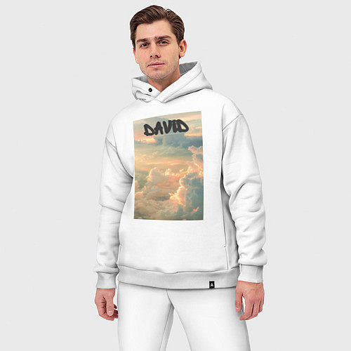 Мужской костюм оверсайз David облака / Белый – фото 3