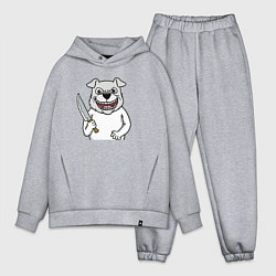 Мужской костюм оверсайз Пес маньяк с ножом, цвет: меланж