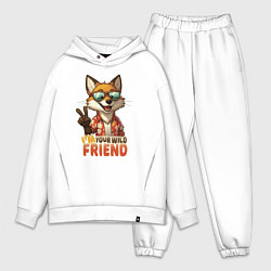 Мужской костюм оверсайз Лисёнок в очках - little fox - мой дикий друг, цвет: белый