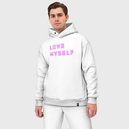 Мужской костюм оверсайз Надпись love myself BTS / Белый – фото 3