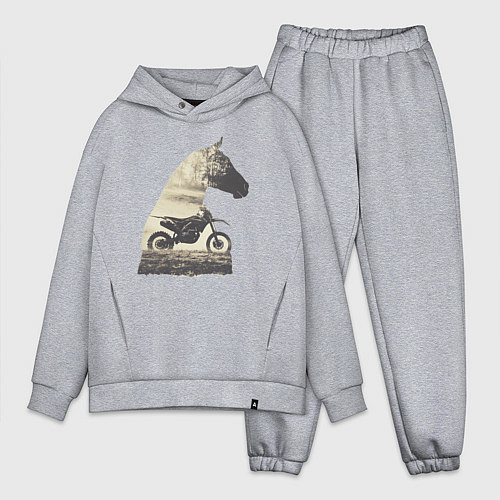 Мужской костюм оверсайз Мотокросс и Лошади, Силуэт Лошади / Меланж – фото 1