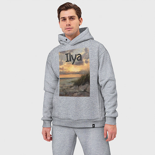 Мужской костюм оверсайз Ilya закат / Меланж – фото 3