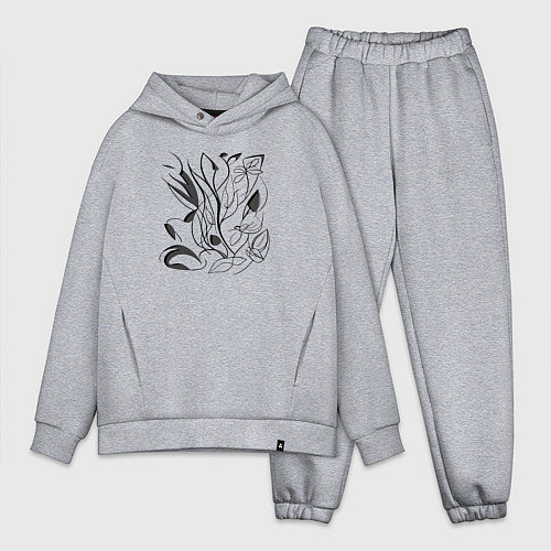 Мужской костюм оверсайз Загадочные цветочные элементы / Меланж – фото 1