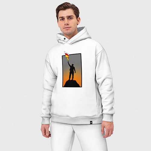 Мужской костюм оверсайз Человек с осетинским флагом / Белый – фото 3