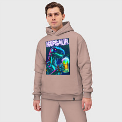 Мужской костюм оверсайз Neon cyber beersaur - neon glow fantasy, цвет: пыльно-розовый — фото 2