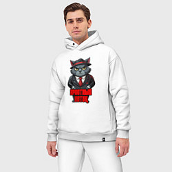 Мужской костюм оверсайз Крестный котец в шляпе, цвет: белый — фото 2