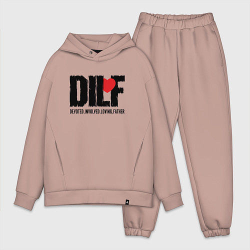 Мужской костюм оверсайз DILF - devoted involved loving father / Пыльно-розовый – фото 1
