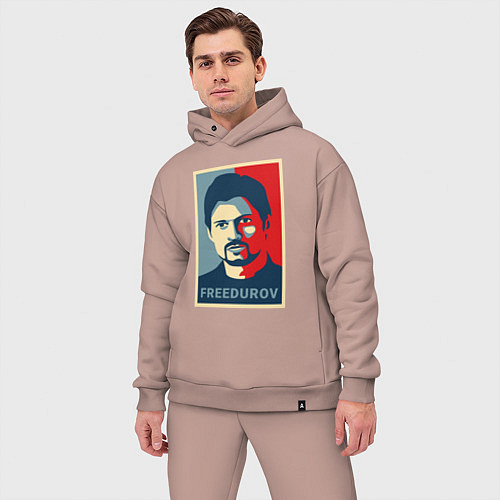 Мужской костюм оверсайз Freedurov obey / Пыльно-розовый – фото 3