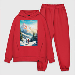 Мужской костюм оверсайз Лыжник в горах