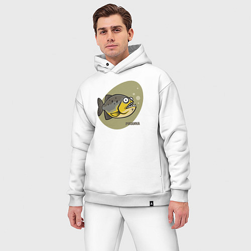 Мужской костюм оверсайз Рыбка пиранья / Белый – фото 3