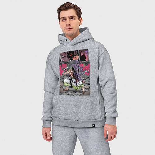 Мужской костюм оверсайз Ван-Пис Зоро Ророноа техника / Меланж – фото 3