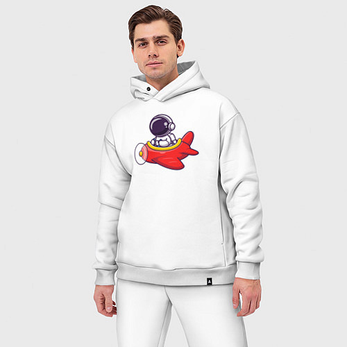 Мужской костюм оверсайз Космонавт в самолёте / Белый – фото 3