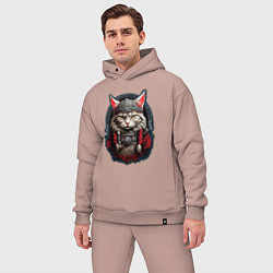 Мужской костюм оверсайз Кот викинг, цвет: пыльно-розовый — фото 2