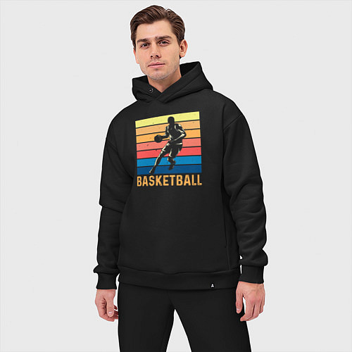 Мужской костюм оверсайз Basketball lettering / Черный – фото 3