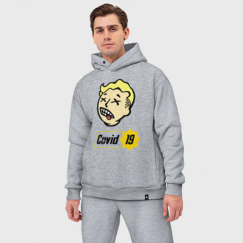 Мужской костюм оверсайз Vault boy - covid 19 / Меланж – фото 3