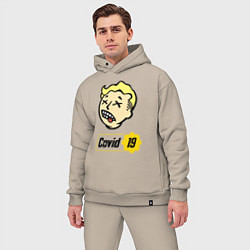 Мужской костюм оверсайз Vault boy - covid 19, цвет: миндальный — фото 2