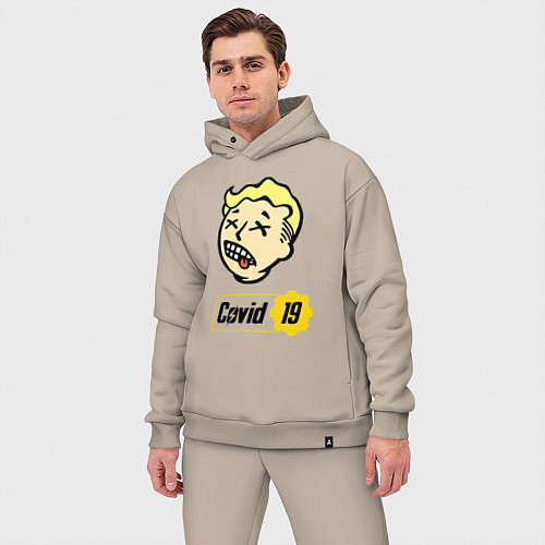 Мужской костюм оверсайз Vault boy - covid 19 / Миндальный – фото 3