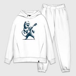 Мужской костюм оверсайз Шпиц играет на гитаре укулеле