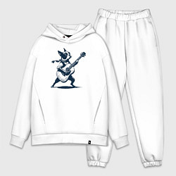 Мужской костюм оверсайз Бостон-терьер играет на гитаре