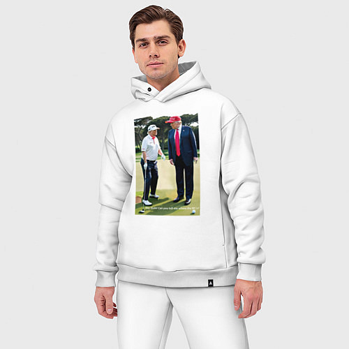 Мужской костюм оверсайз Джо и Дональд на поле для гольфа / Белый – фото 3