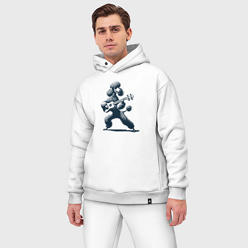 Мужской костюм оверсайз Пудель играет на гитаре укулеле / Белый – фото 3