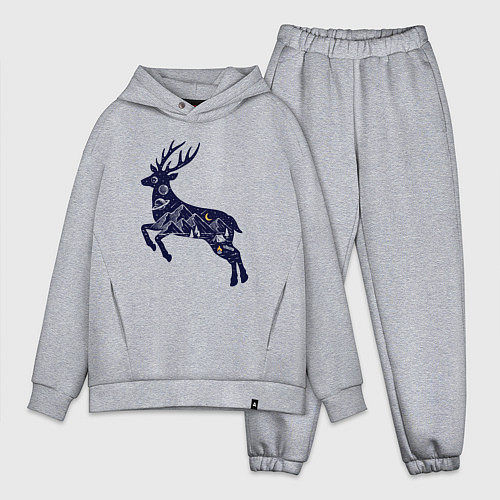 Мужской костюм оверсайз Космический олень / Меланж – фото 1