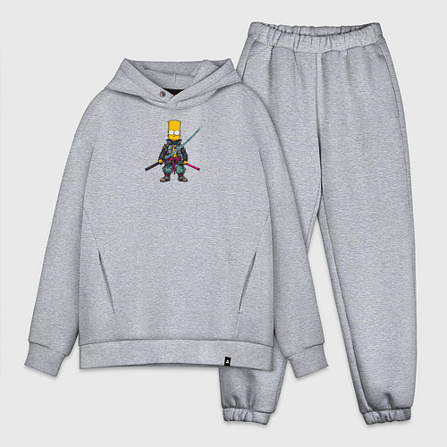 Мужской костюм оверсайз Барт Симпсон самурай с мечом / Меланж – фото 1