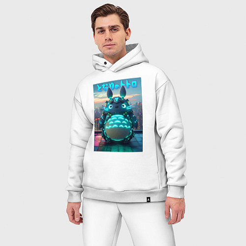 Мужской костюм оверсайз Cyber Totoro - neon glow fantasy / Белый – фото 3