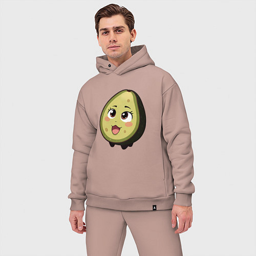 Мужской костюм оверсайз Ахегао авокадо / Пыльно-розовый – фото 3