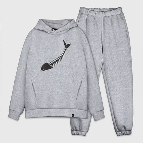 Мужской костюм оверсайз Рыбный скелет / Меланж – фото 1