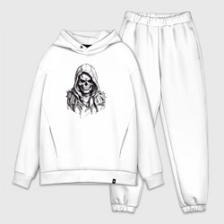 Мужской костюм оверсайз Череп в капюшоне индейца, цвет: белый