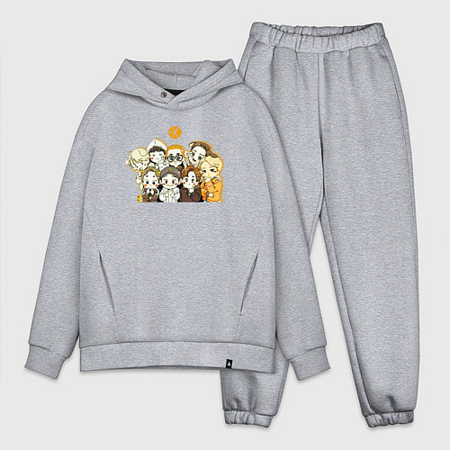 Мужской костюм оверсайз Exo милые персонажи / Меланж – фото 1