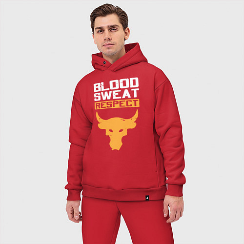 Мужской костюм оверсайз Blood sweet respect logo / Красный – фото 3