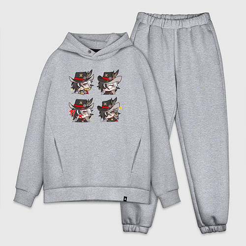 Мужской костюм оверсайз Бутхилл стикеры / Меланж – фото 1