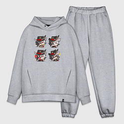 Мужской костюм оверсайз Бутхилл стикеры, цвет: меланж