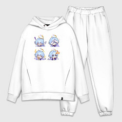 Мужской костюм оверсайз Зарянка стикеры, цвет: белый