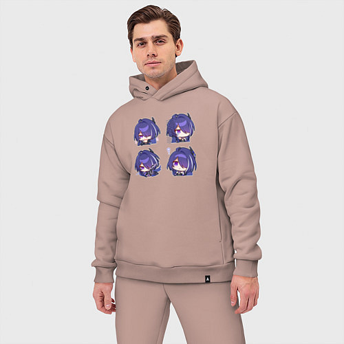 Мужской костюм оверсайз Ахерон стикеры / Пыльно-розовый – фото 3