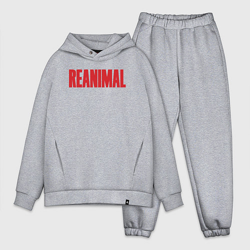 Мужской костюм оверсайз Reanimal logo / Меланж – фото 1