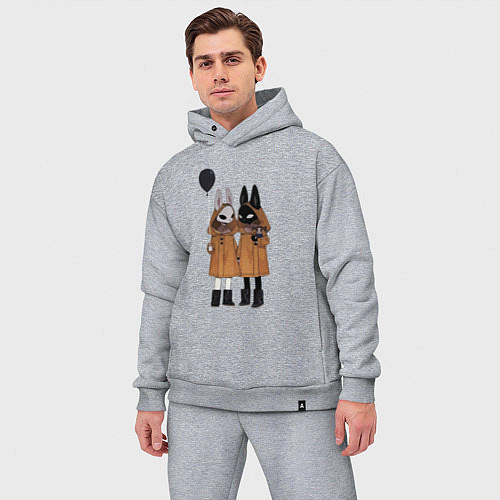 Мужской костюм оверсайз Кролики мистика / Меланж – фото 3